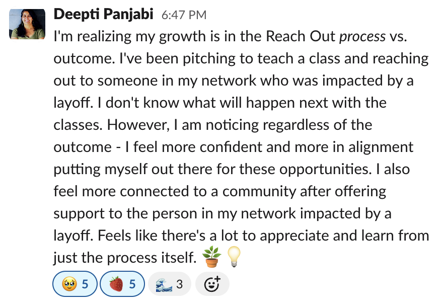Deepti Panjabi: I'm realizing my growth is in the Reach Out process...