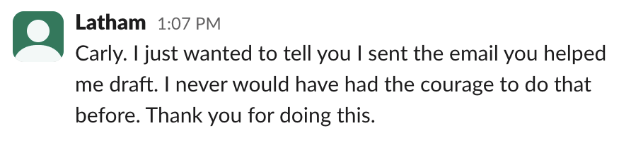 Latham: I sent the email you helped me draft...