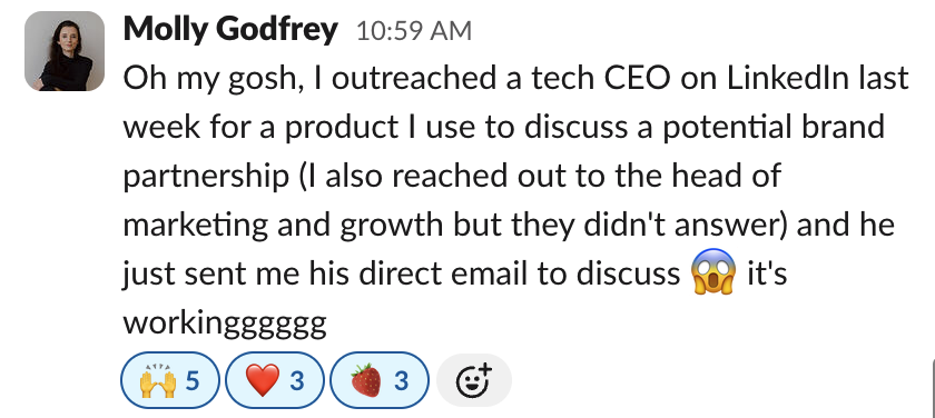 Molly Godfrey: I outreached a tech CEO on LinkedIn...